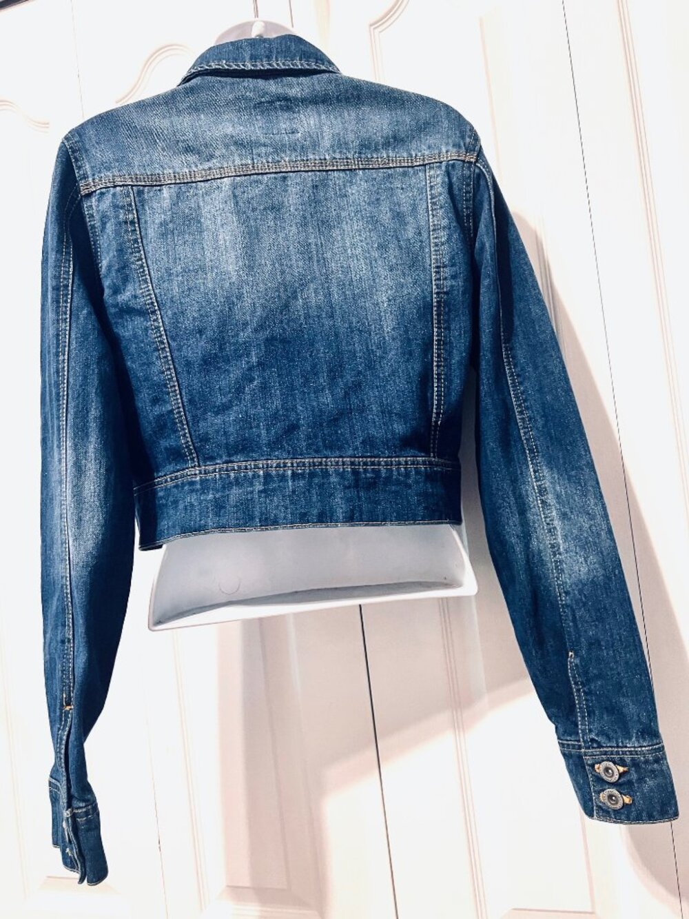 Highway Jeans-Jean Distressed Jacket-Large Jrs.-Blue-Stretch-School-Comfy-Button - Picture 10 of 14